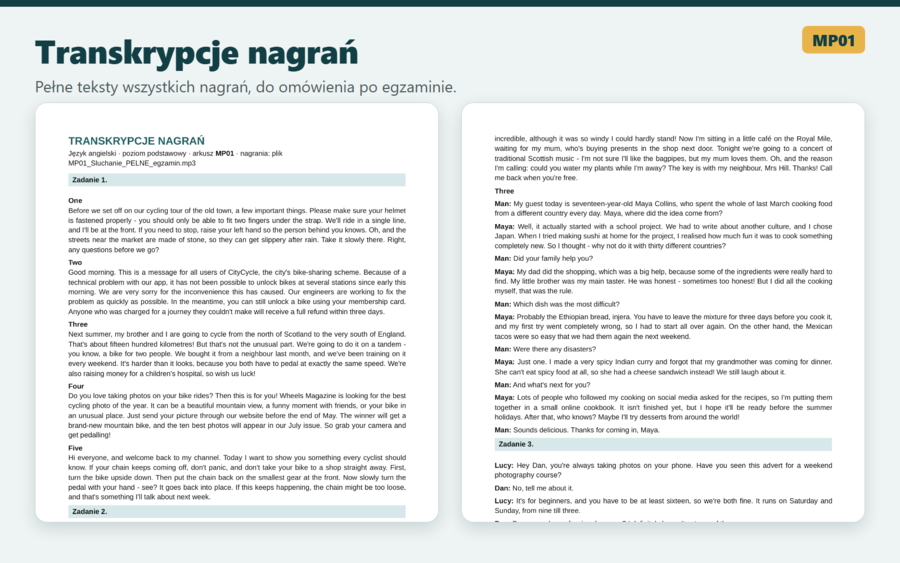 Matura próbna z angielskiego MP01, poziom podstawowy
