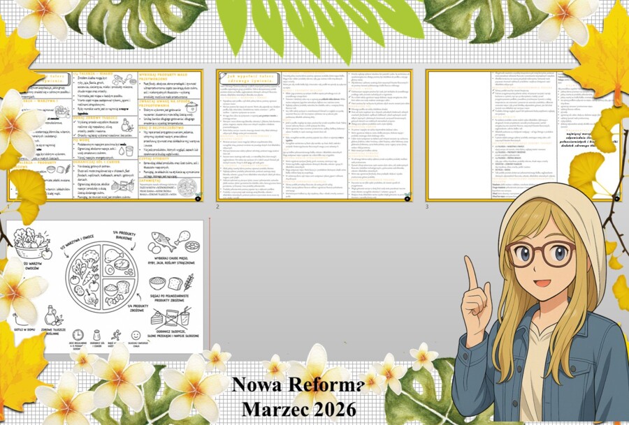 Sketchnotka/notatka - dla ucznia i przypomnienie dla nauczyciela w pdf. Temat "Jak wypełnić talerz zdrowego żywienia?". Edukacja zdrowotna. Klasa 4.