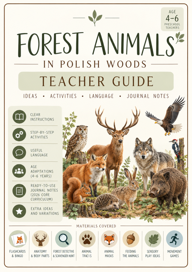 FOREST ANIMALS IN POLISH  WOODS- kompletny pakiet do angielskiego.