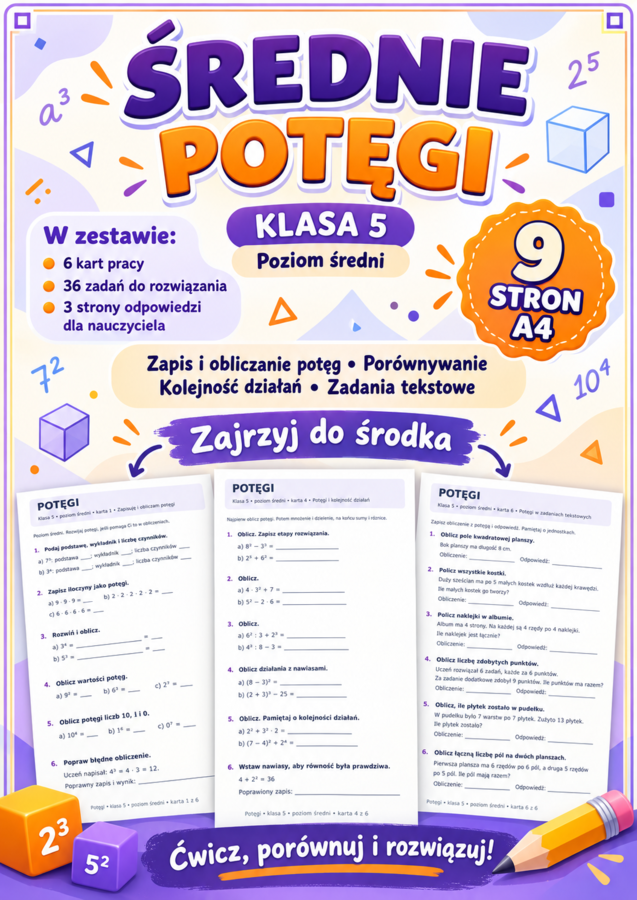 POTĘGI-ŚREDNIE- klasa5