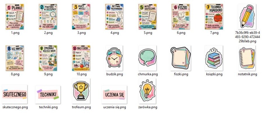 Gazetka klasowa „Techniki skutecznego uczenia się” – 10 stron A4 + dekoracje