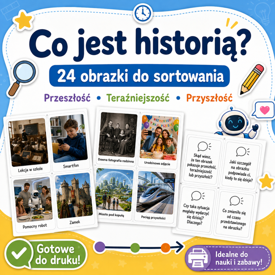 Co jest historią? — 24 obrazki do sortowania