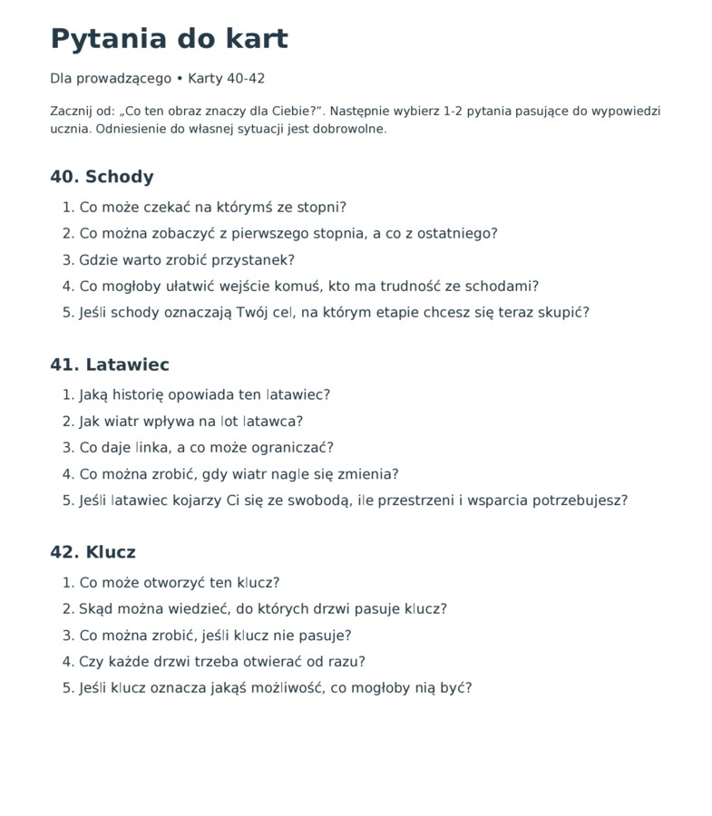 Od czego zacząć?  Karty metaforyczne do rozmów z pedagogiem i psychologiem — klasy 4–8