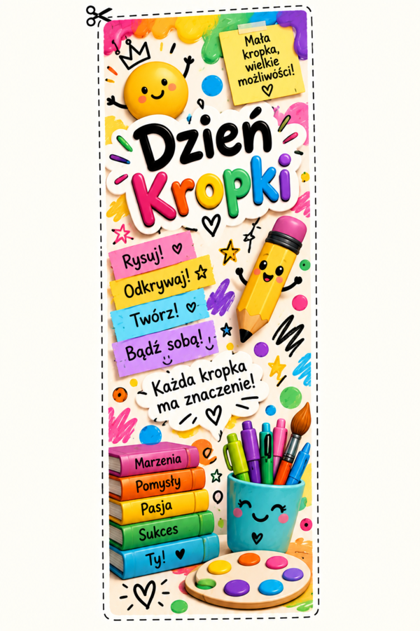 Kolorowe zakładki na Dzień Kropki dla dzieci