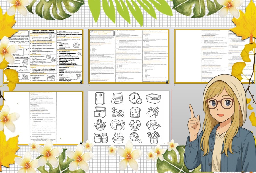 Sketchnotka/notatka - dla ucznia i przypomnienie dla nauczyciela w pdf. Temat "Jak przechowywać żywność?". Edukacja zdrowotna. Klasa 4.