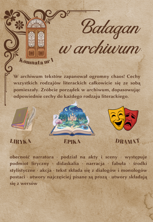 Escape room - Na tropie rodzajów literackich
