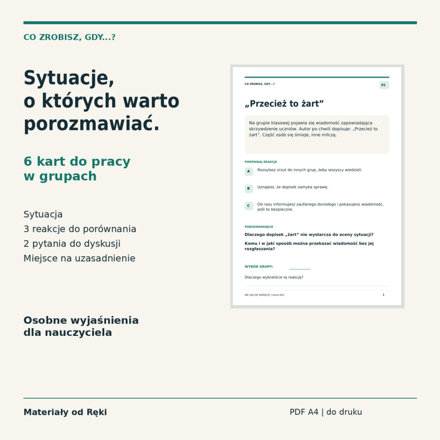 Nie daj się wkręcić - bezpieczeństwo w szkole i w sieci | gazetka + lekcja, kl. 7-8 i ponadpodstawowe