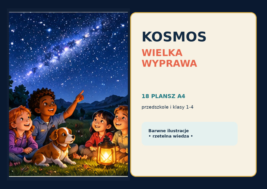 Kosmos – wielka wyprawa | 18 plansz, przedszkole i klasy 1–4