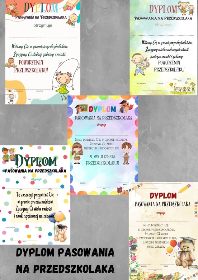 Dyplomy pasowanie na przedszkolaka