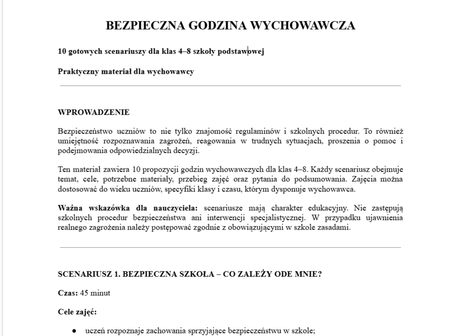 Bezpieczna godzina wychowawcza