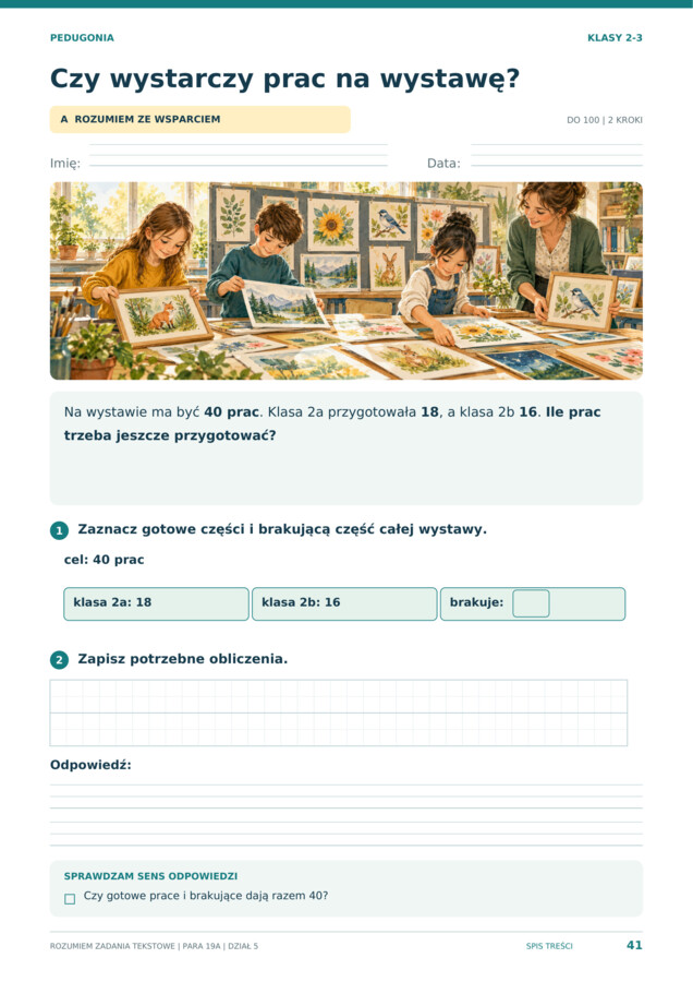 Zadania tekstowe, klasy 2–3 | Rozumiem, rysuję, rozwiązuję | 48 kart pracy PDF