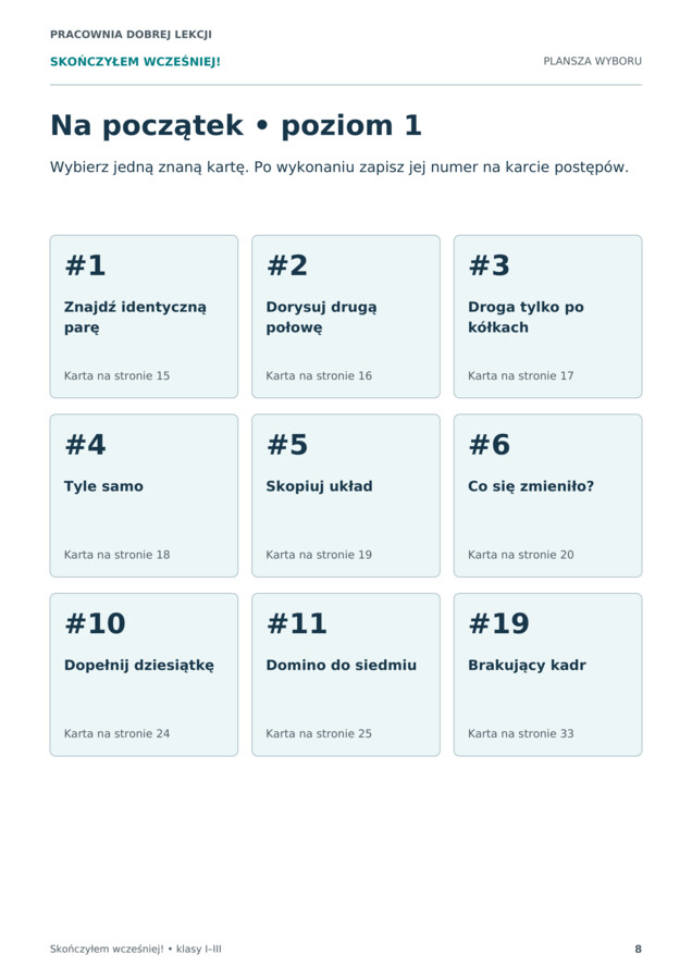 Skończyłem wcześniej! 54 samodzielne wyzwania dla klas I–III