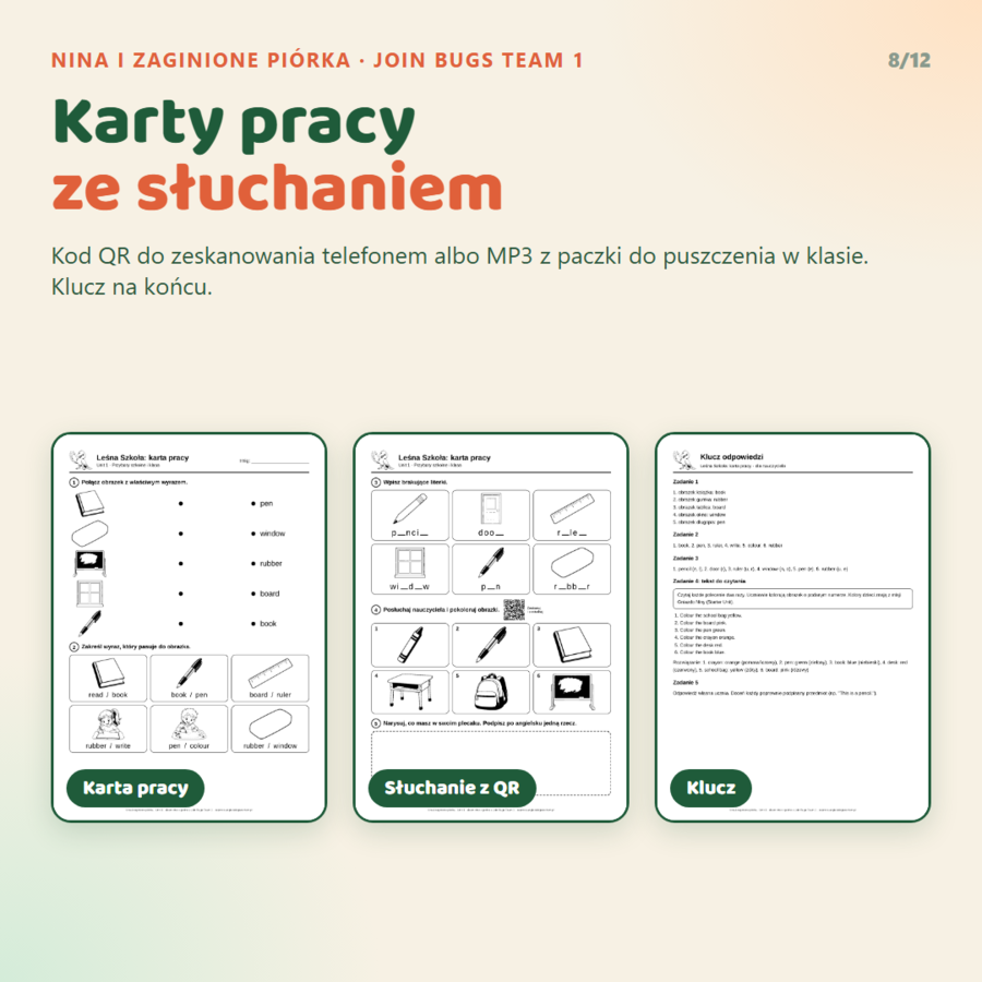 Gra interaktywna Join Bugs Team 1 z pakietem nauczyciela, Starter Unit - Unit 6