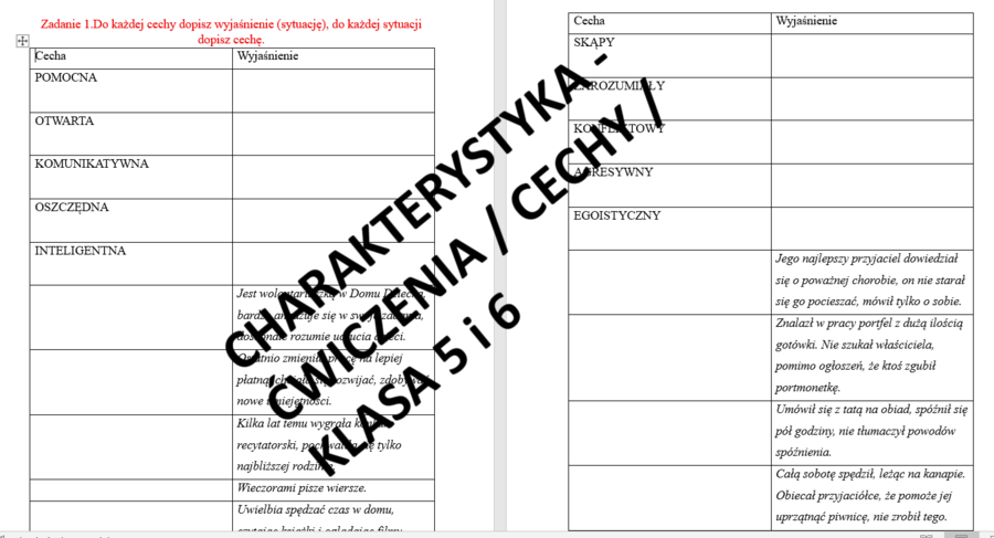 Charakterystyka - ćwiczenia