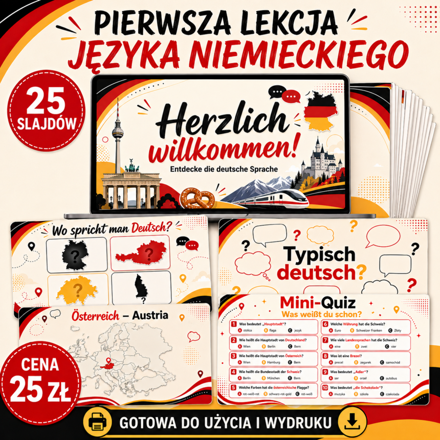 Pierwsza lekcja języka niemieckiego- prezentacja multimedialna
