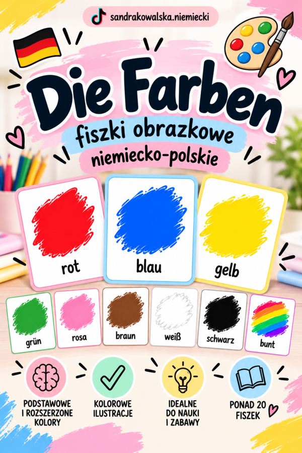 Die Farben – kolory po niemiecku | Fiszki obrazkowe