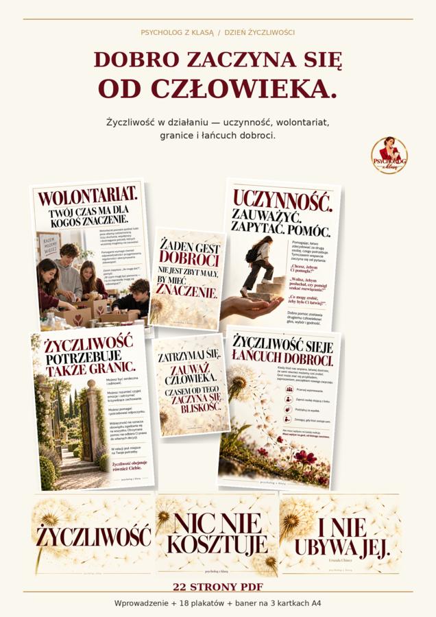 Życzliwość, Dzień  życzliwosci, plakaty, gazetka, materiał do wykorzystania jako baza pogadanki