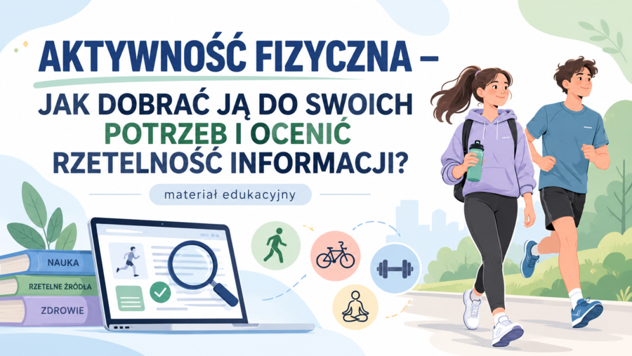 AKTYWNOŚĆ FIZYCZNA – JAK DOBRAĆ JĄ DO SWOICH POTRZEB I OCENIĆ RZETELNOŚĆ INFORMACJI? prezentacja | edukacja zdrowotna
