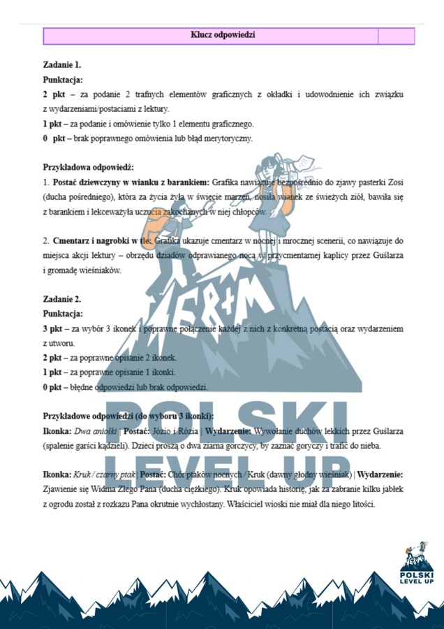 Zbiór zadań z "Dziadów cz. II" (30 zadań+klucz odp.)_Polski Level Up