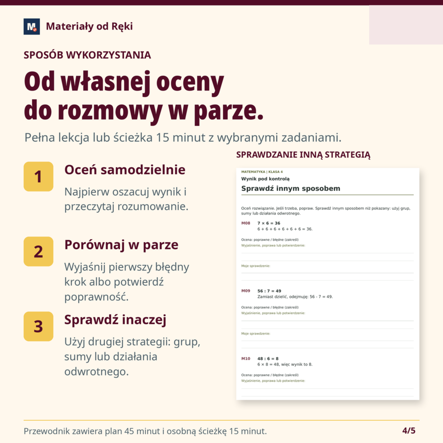 Błędy w obliczeniach - znajdź, wyjaśnij i popraw | Matematyka, klasa 4