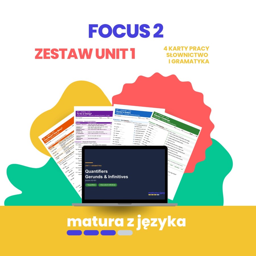 Focus 2 Unit 1 Lives people live – zestaw 4 kart pracy z kluczem A2+/B1: personality, helping others, question forms, verb patterns