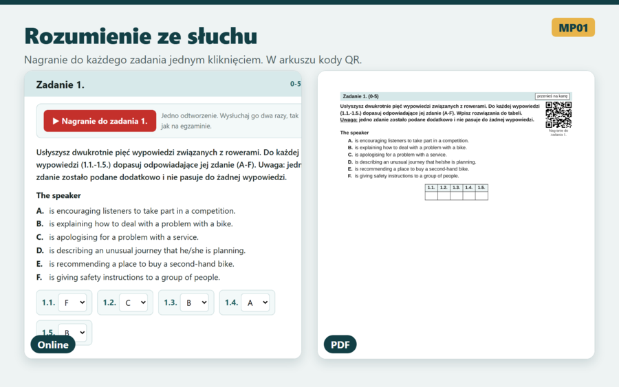 Matura próbna z angielskiego MP01, poziom podstawowy