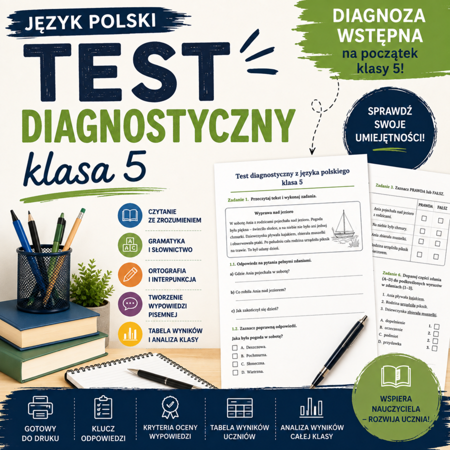 Diagnoza wstępna z języka polskiego dla klasy 5 SP