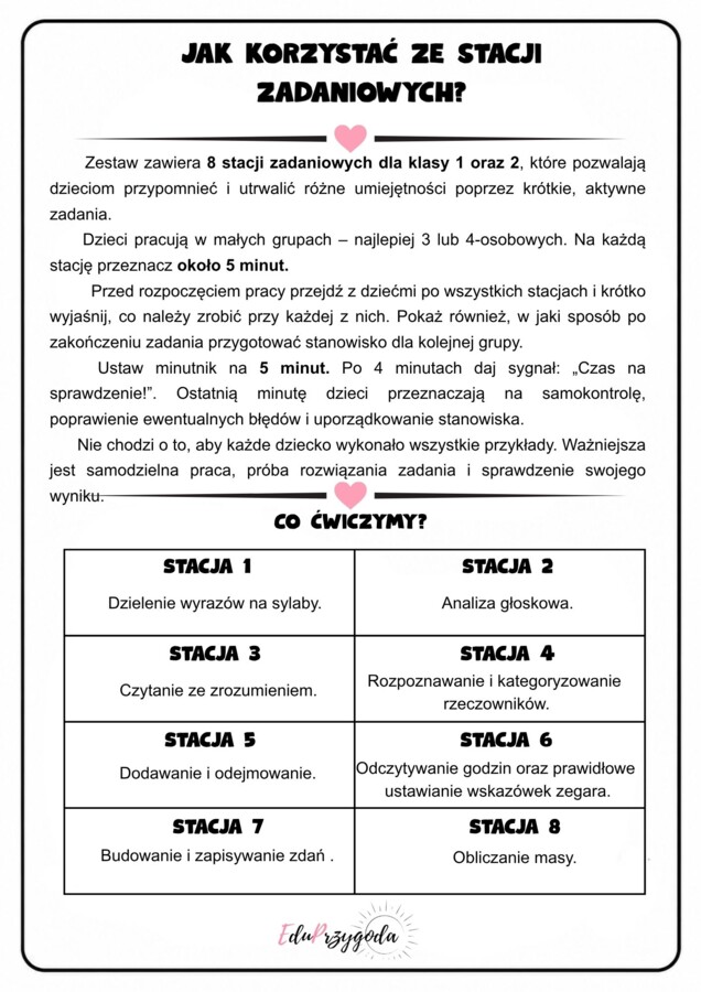 PAKIET: Stacje startowe – klasa 1- 2 + klasa 3 | utrwalenie materiału