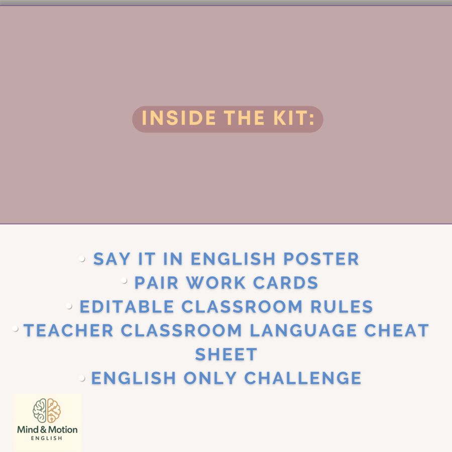 English Only Classroom Kit - 5 Ready-to-Use Tools for English Lessons