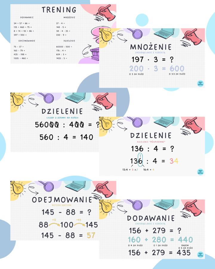 SPRYTNE RACHUNKI. Prezentacja(pdf) Rachunki pamięciowe na liczbach naturalnych. Klasa 5. Klasa 6