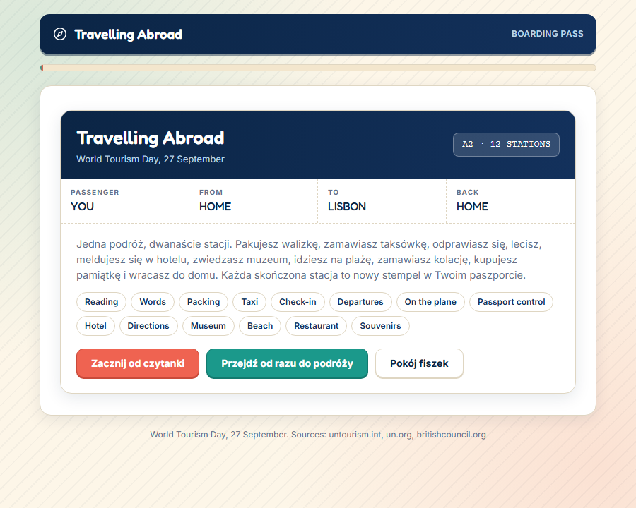 World Tourism Day. Travelling Abroad: podróż z paszportem