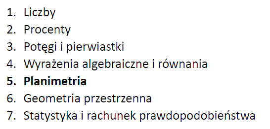 Przygotowanie do egzaminu 8-klasisty z matematyki - Dział V: Planimetria