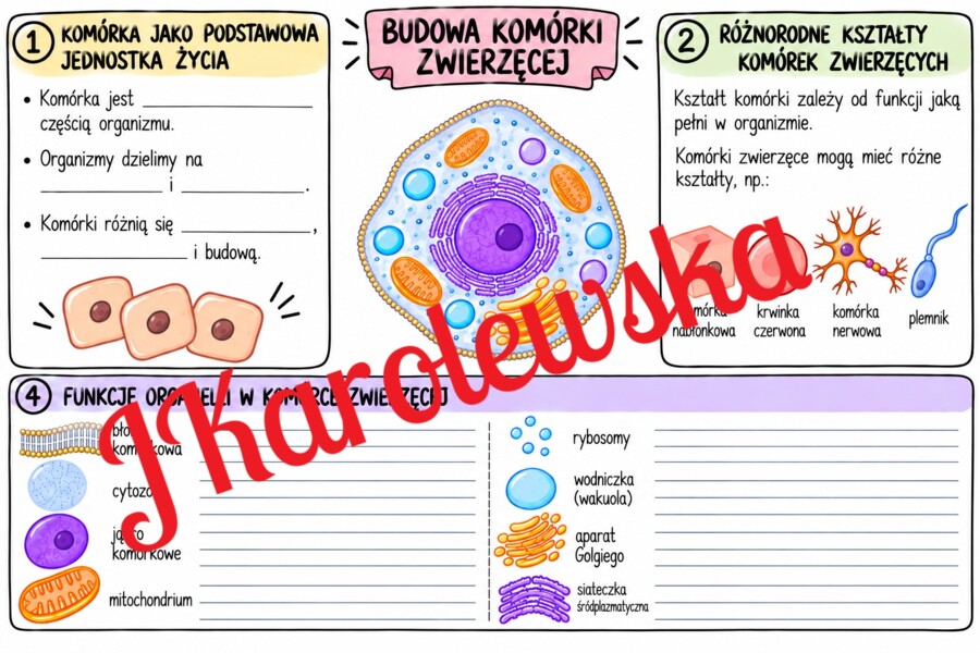 Budowa komórki zwierzęcej klasa 5
