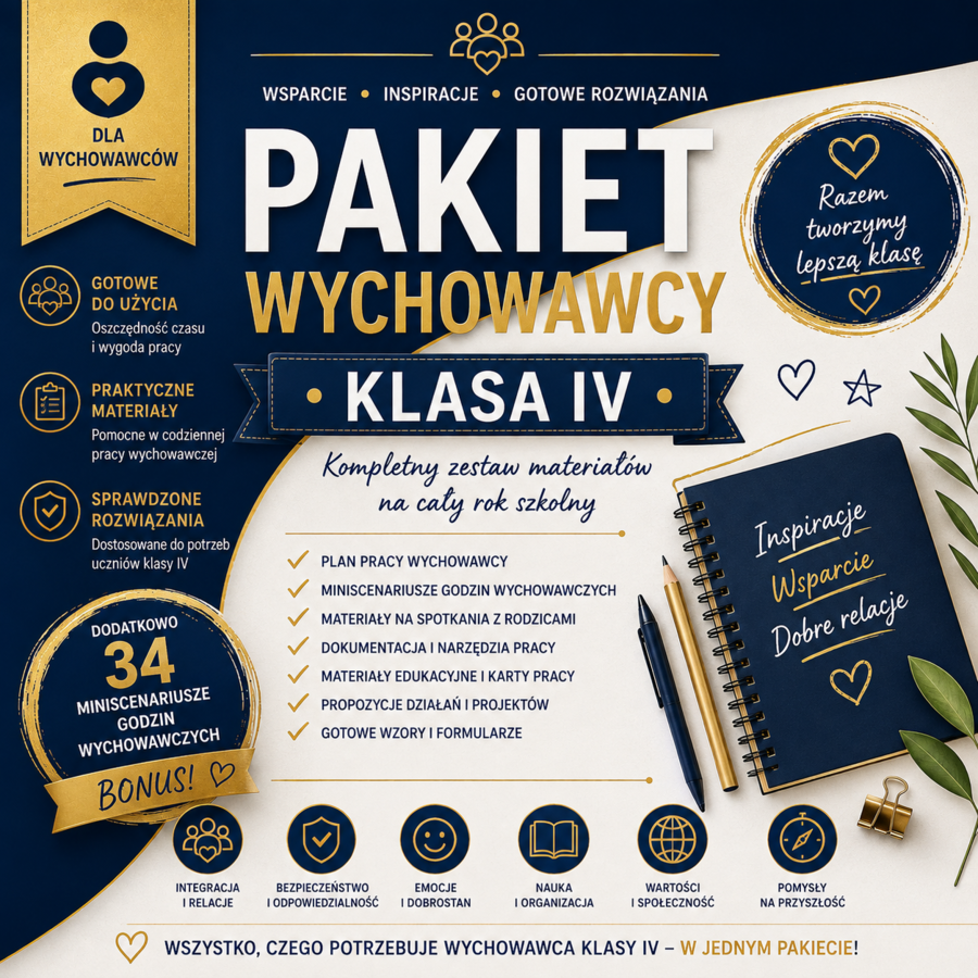 PLAN PRACY WYCHOWAWCY KLASY IV 20262027 – GOTOWY PAKIET DO DOKUMENTACJI I E-DZIENNIKA