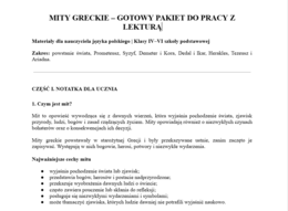 Mity greckie- gotowy pakiet do pracy z lekturą