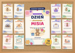 Dzień Pluszowego Misia – gazetka szkolna do druku | 13 kart A4 w stylu akwareli