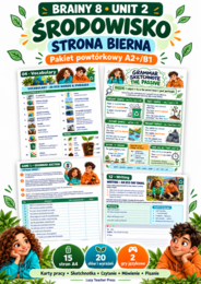 Brainy 8 Unit 2 – Środowisko i strona bierna | 15 stron, sketchnotka i 2 gry | A2+/B1