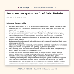 Scenariusz na Dzień Babci i Dziadka, klasy 1-3, wersja pełna i skrócona