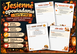 🍁 Jesienne opowiadanie – 4 karty pracy