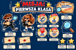 Ślubowanie pierwszoklasistów – MISJA: PIERWSZA KLASA | Dekoracja XXL do druku PDF