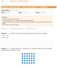 Diagnoza matematyczna klasa 3 – test po klasie 2 | Sigma School