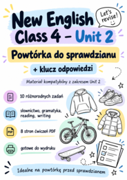 New English Class 4 – Unit 2 | Powtórka do sprawdzianu + klucz odpowiedzi