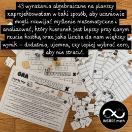 Wyrażenia algebraiczne GRA  KRYPTONIM  X obliczanie wartości wyrażeń algebraicznych i upraszczanie wyrażeń algebraicznych, Dzień Gier Planszowych