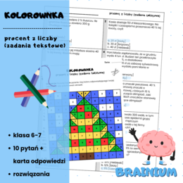 KOLOROWANKA - procent z liczby (zadania tekstowe)