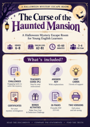 The Curse of the Haunted Mansion – Halloween Escape Room po angielsku dla klas 6–8 (A2–B1) | PDF