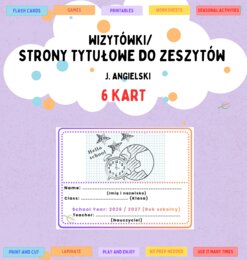 Wizytówka zeszytu z j. angielskiego dla klas 1- 3. Strona tytułowa/ metryczka/ okładka zeszytu
