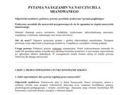 Awans zawodowy mianowany 2026/2027- najczęściej zadawane pytania na egzaminie.