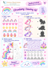 🦄 Jednorożce – magiczne zabawy dla maluchów | karty pracy 2–4 lata