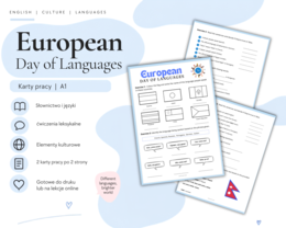 European Day of Languages Worksheet - Europejski Dzień Języków obcych - karta pracy, języka angielski, poziom podstawowy