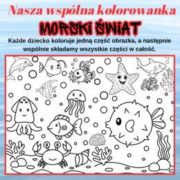 Morski świat – duża wspólna kolorowanka (2, 8 i 18 części)